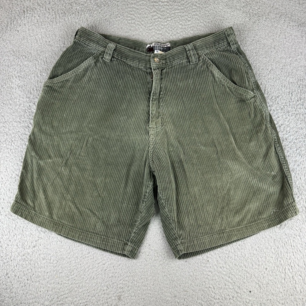 Vintage Rusty Shorts Mens 36 Green Corduroy Cords Chino Baggy Skater Y2K